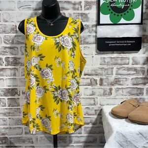 LuLaRoe Yellow Floral Tank Top XL